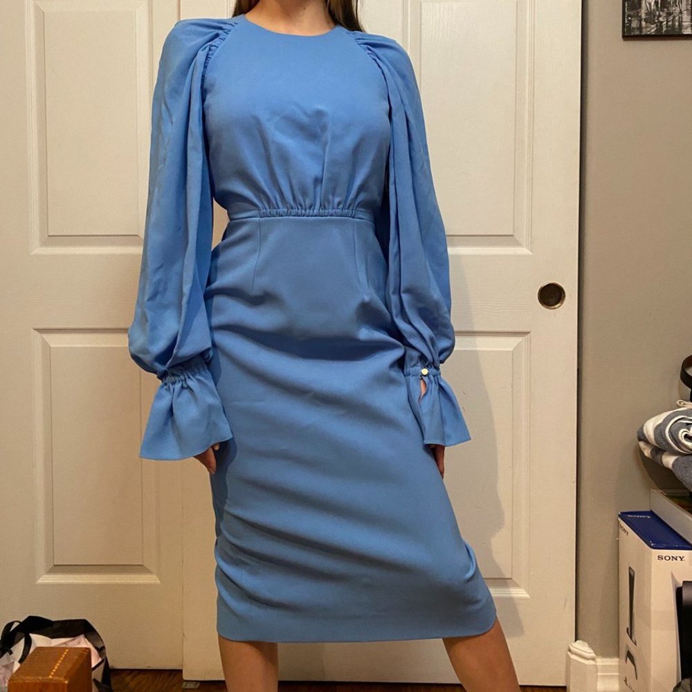 Roksanda: Vaniria gathered cady dress. Size: 6. Made in Bulgaria.